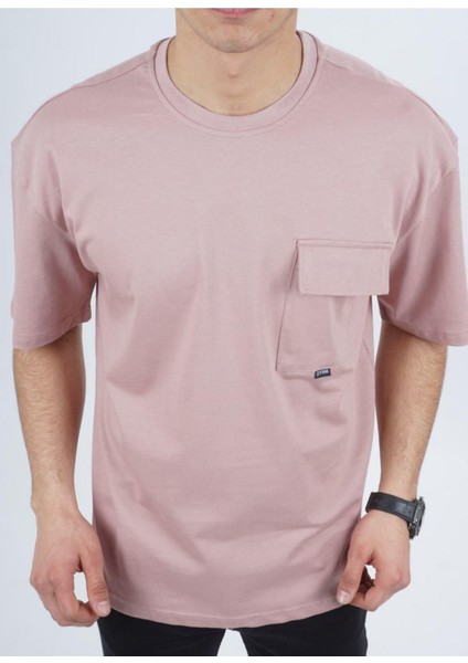 Erkek Pudra Oversize 0 Yaka T-Shirt 961