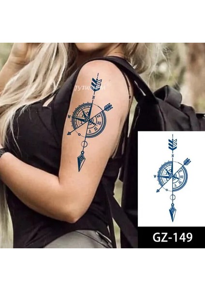 1 Ay Kalıcı Gerçekçi Geçici PUSULA12 Saat Sonra Kararan Geçici Dövme Tattoo