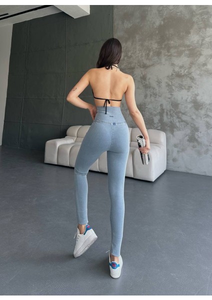 Yüksek Bel Likralı Toparlayıcı Kot Denim Jean Tayt