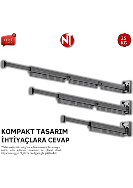 Alüminyum Dübelli Modern Çamaşır Kurutma Askılığı 126CM