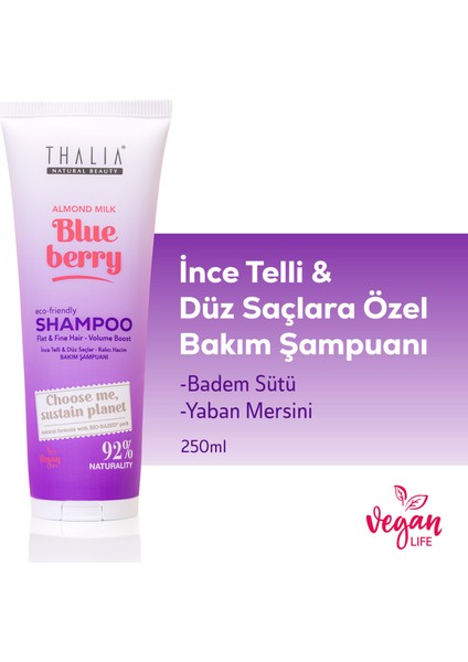 Badem Sütü & Yaban Mersini Özlü Ince Telli & Düz Saçlar Için Bakım Şampuanı 250ML