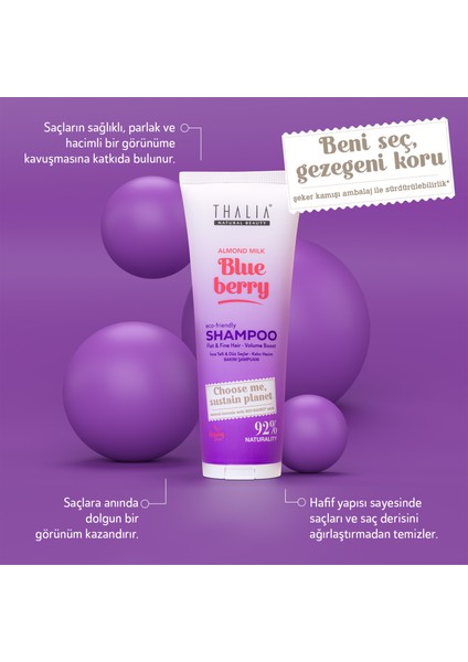 Badem Sütü & Yaban Mersini Özlü Ince Telli & Düz Saçlar Için Bakım Şampuanı 250ML modelleri