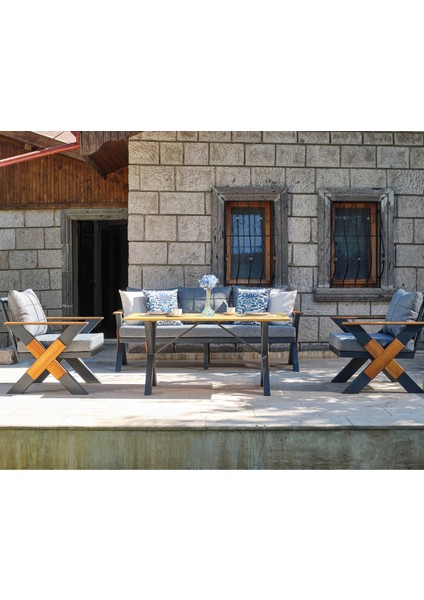 Lotus Alüminyum 3'lü Bahçe Balkon Oturma Grubu Antrasit fiyatları