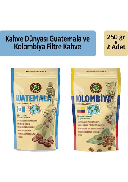 Kolombiya ve Guatemala Filtre Kahve 250 gr x 2 Adet