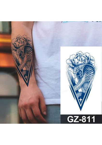 Gerçekci Geçici Yılan 12 Saat Sonra Kararan Geçici Dövme Tattoo