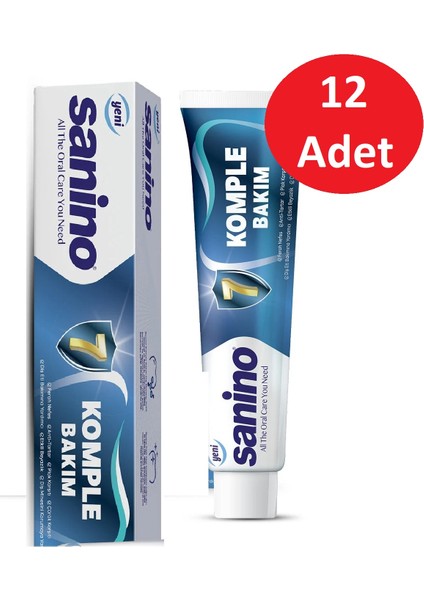 Komple Bakım Diş Macunu Sanino 12 Li Aile Paketi