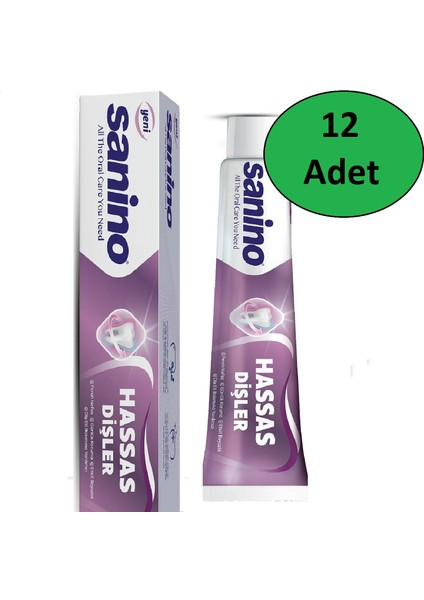 Hassas Dişler Diş Macunu Sanino 12 Li Aile Paketi