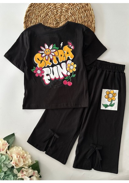 Fun Arka ve Ön Baskılı Yırtmaç Detaylı 2 li takım - Siyah fiyatları