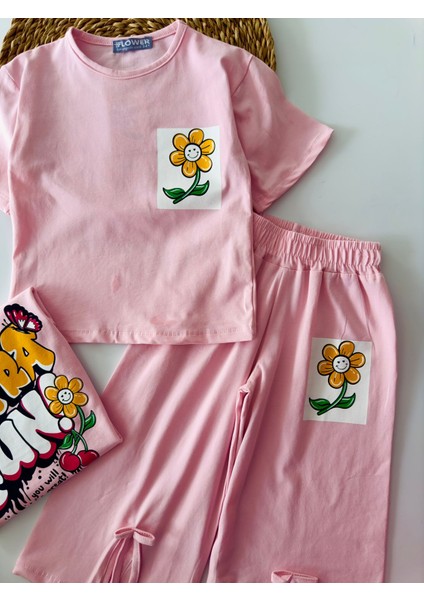 Fun Arka ve Ön Baskılı Yırtmaç Detaylı 2 li takım - Pembe fiyatları