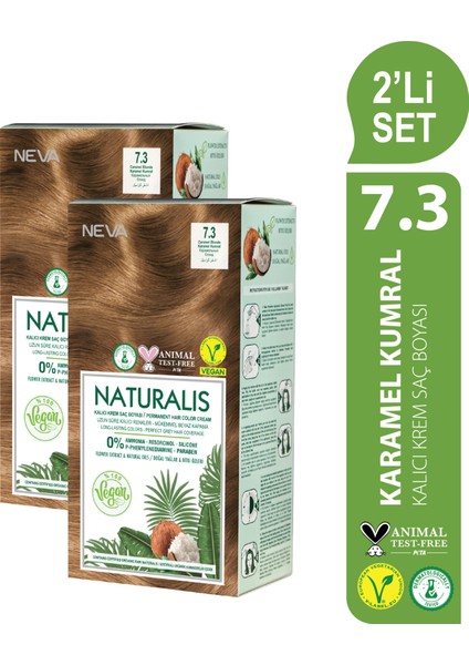 Naturalıs (Vegan) 2'li Set 7.3 Karamel Kumral Kalıcı Krem Saç Boyası Seti