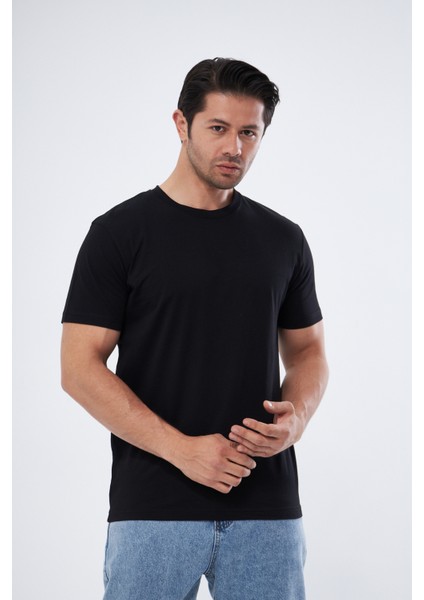 Erkek Basic T-Shirt Rahat Kesim Hissedilmeyen Doku Hava Alan Kumaş