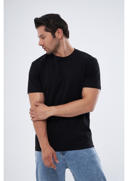 Erkek Basic T-Shirt Rahat Kesim Hissedilmeyen Doku Hava Alan Kumaş indirimleri