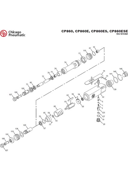 Chicago Pneumatic CP860 Havalı Kalıpçı Taşlama 1/4" (6 Mm)- Air Molding Grinding Machine