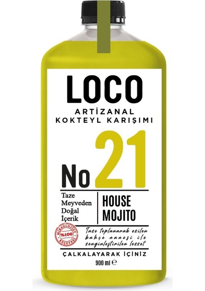 No 21 House Mojito Artizanal Alkolsüz Karışım Taze Sıkma Meyve Kokteyl Mix 900 ml