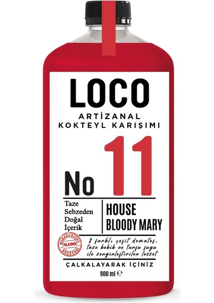 No 11 House Bloody Mary Artizanal Alkolsüz Karışımı Taze Sıkma Meyve Kokteyl Mix 900 ml