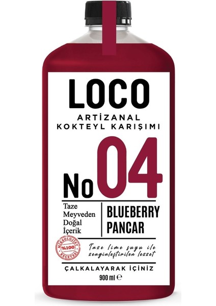 No 04 Blueberry Pancar Artizanal Alkolsüz Karışım Taze Sıkma Meyve Kokteyl Mix 900 ml