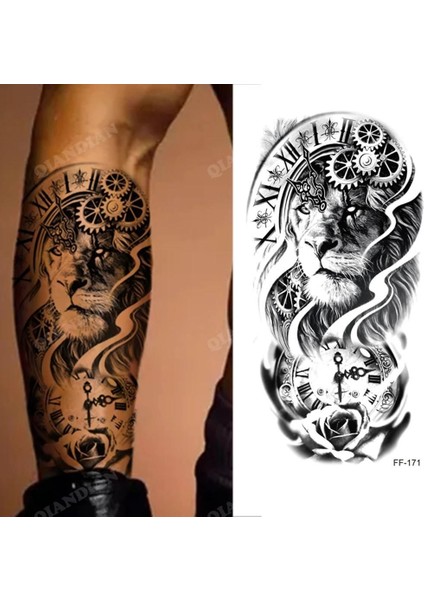 Gerçekçi Kaplan ve Saat Geçici Dövme Tattoo
