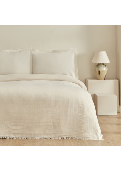 Minel Çift Kişilik Pike Yatak Örtüsü Seti Bej fiyatları