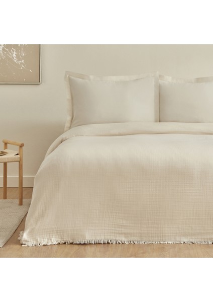 Minel Çift Kişilik Pike Yatak Örtüsü Seti Bej modelleri