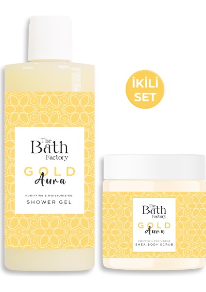 The Bath Factory Gold Aura Vücut Peelingi + Gold Aura Duş Jeli