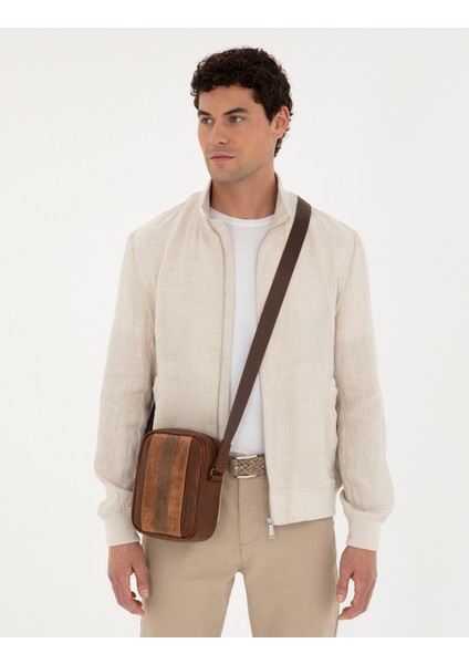 Erkek Erkek Taba Deri Omuz Çantası 50288588-VR099