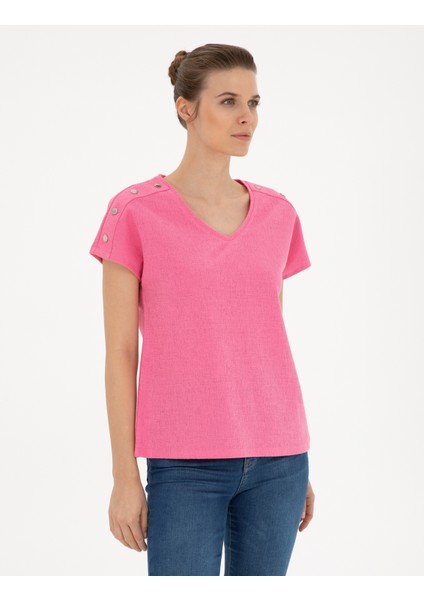 Kadın Pembe Regular Fit Tişört 50283429-VR041