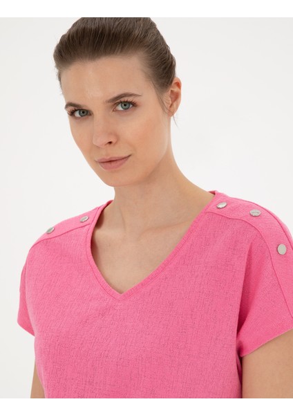 Kadın Pembe Regular Fit Tişört 50283429-VR041