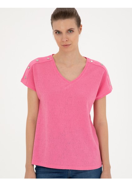 Kadın Pembe Regular Fit Tişört 50283429-VR041
