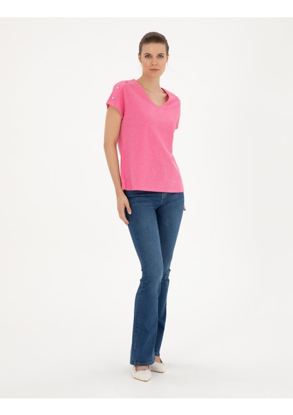 Kadın Pembe Regular Fit Tişört 50283429-VR041