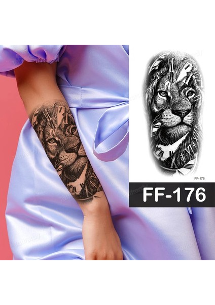 Gerçekçi Aslan Geçici Dövme Tattoo