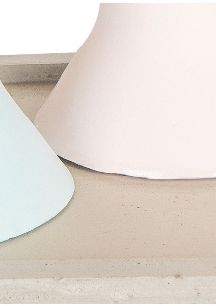 Macaron Beton 3 Şamdanlı 1 Büyük Oval Tabak Tepsili Sunum Seti