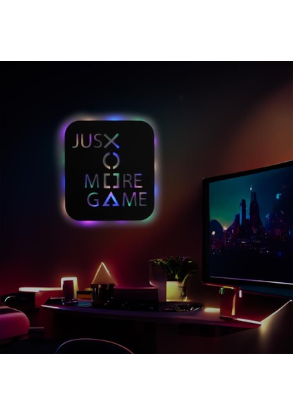 Işıklı Just More Game Dekoratif Tablo Oyun Odası Duvar Dekorlu Gece Lambası