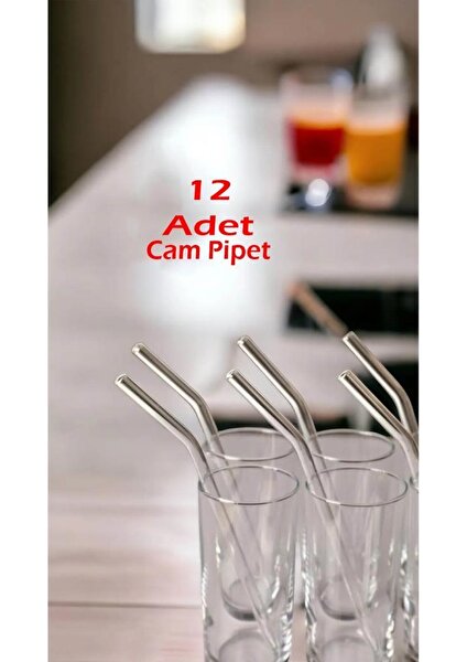 Tiesa Home 12LI Cam Şeffaf Eğimli Pipet 16CM