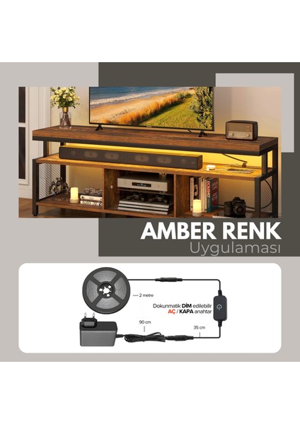 Amber LED 12V Yüksek Parlaklık 4040 Şerit LED Tak Çalıştır Hazır Set Beyaz, Günışığı, Amber Dokunmatik Aç-Kapa Dim Edilebilir Anahtar Adaptör Dahil 2-3-5 Metre Mutfak, Tezgah, Dolap İçi, Ayna İçin