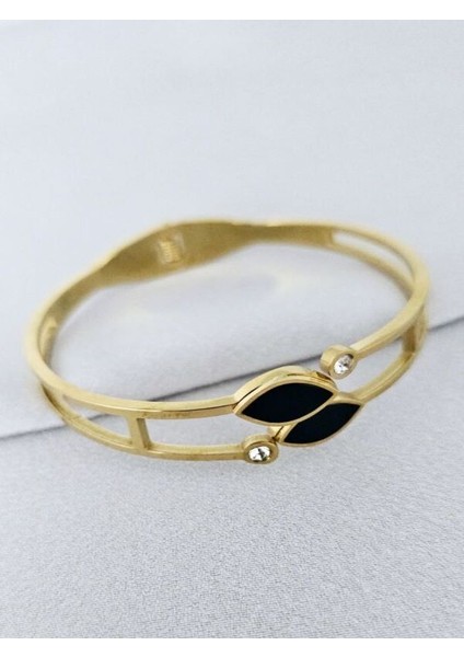 Çelik Siyah Taşlı Bileklik