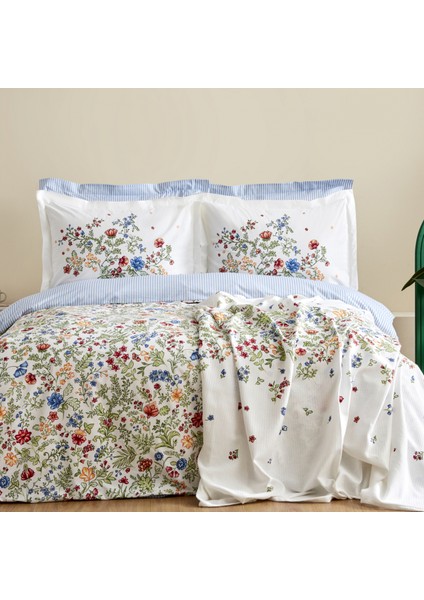 Sasha %100 Pamuk Çift Kişilik Nevresim Pike Takımı Multicolor