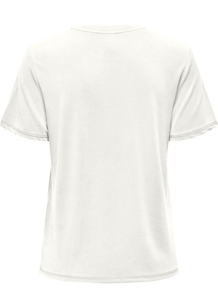 Kadın Onlfree Bisiklet Yaka Kısa Kollu T-Shirt 15290959 Ekru fiyatları