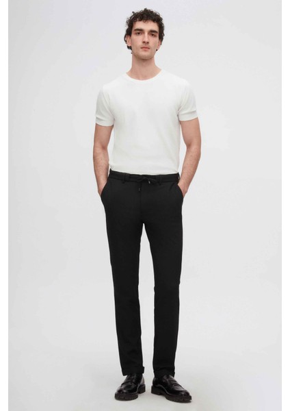 Slim Fit Siyah Armürlü Jogger Pantolon 2EC03KV72350M