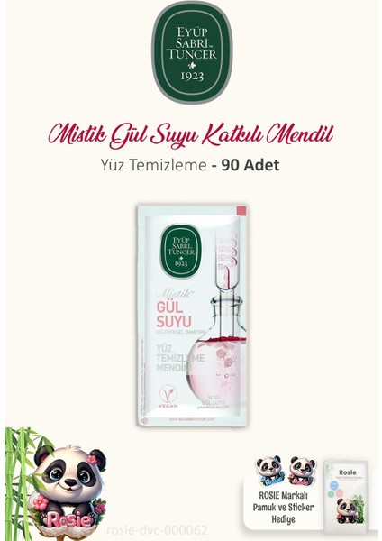 3'lü Gül Suyu Yüz Mendili 30'lu ve %100 Pamuk Rosıe