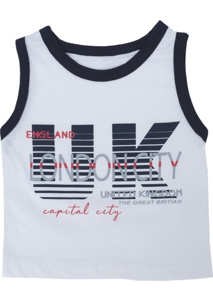 Erkek Çocuk Gazete Yazı Baskılı Gömlek T-Shirt Kot Şort 3'lü Takım