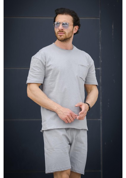 Trc 2816 Oversize Cepli Erkek Şort Tshirt Takım