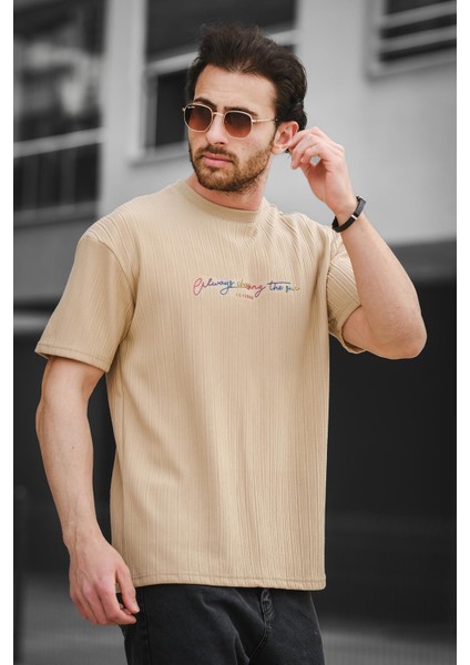 Trc 2788 Baskılı Bisiklet Yaka Oversize Erkek Tshirt