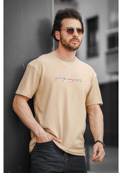 Trc 2788 Baskılı Bisiklet Yaka Oversize Erkek Tshirt fiyatları
