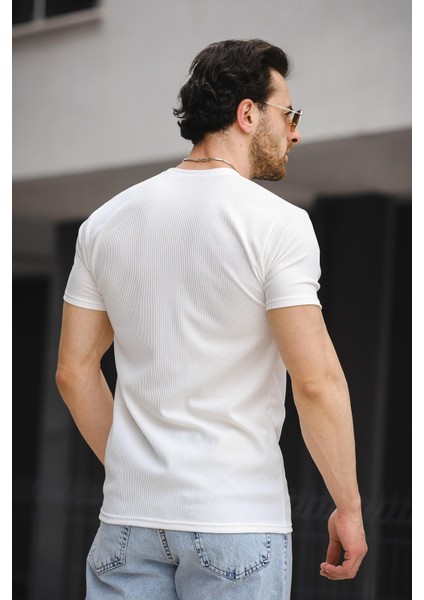 Ft Fear Baskılı Bisiklet Yaka Likralı Slim Fit Erkek Tshirt fırsatları