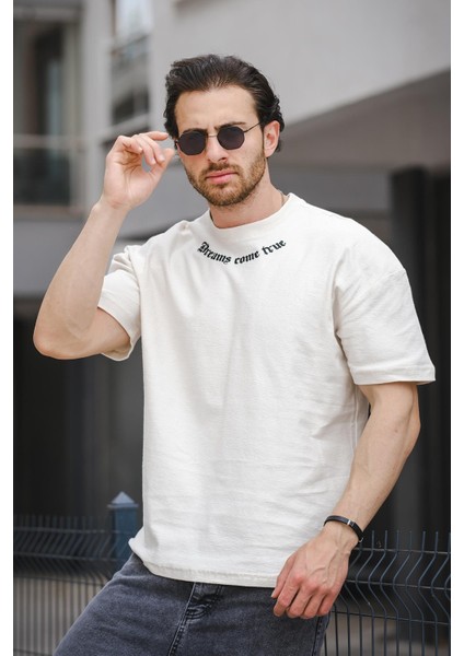 Trc 2783 Baskılı Bisiklet Yaka Oversize Erkek Tshirt