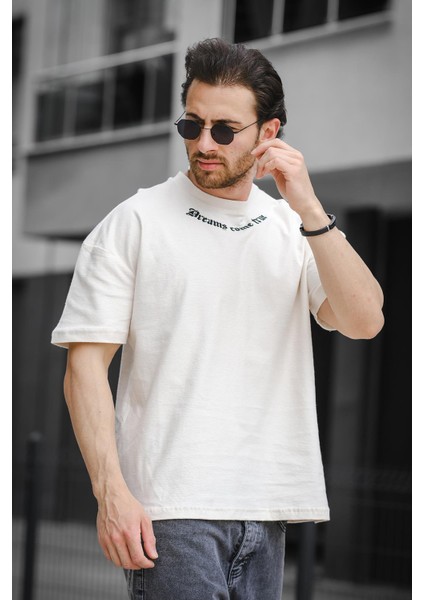 Trc 2783 Baskılı Bisiklet Yaka Oversize Erkek Tshirt