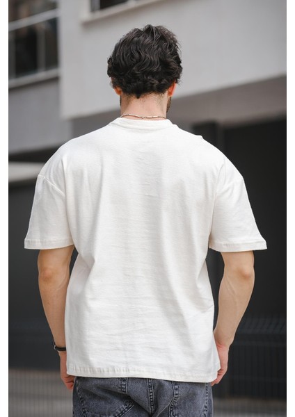 Trc 2783 Baskılı Bisiklet Yaka Oversize Erkek Tshirt