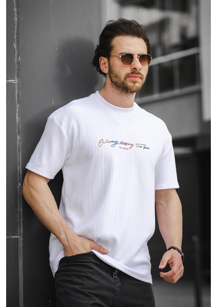 Trc 2788 Baskılı Bisiklet Yaka Oversize Erkek Tshirt modelleri
