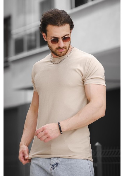 Ft Kaplan Desenli Jakarlı Bisiklet Yaka Likralı Slim Fit Erkek Tshirt modelleri