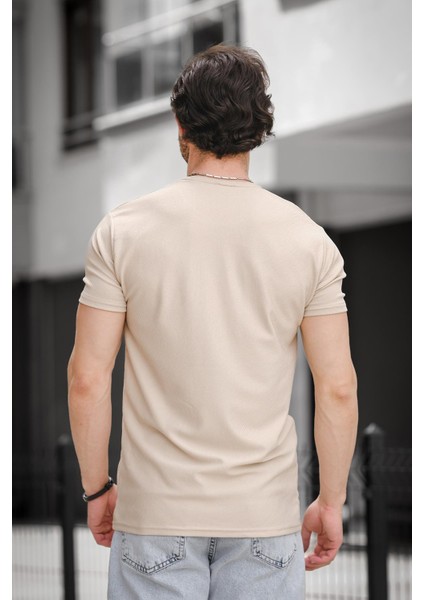 Ft Kaplan Desenli Jakarlı Bisiklet Yaka Likralı Slim Fit Erkek Tshirt fırsatları